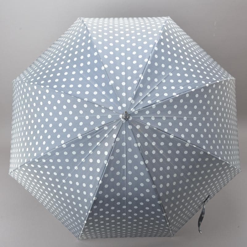 未使用◇イヴ・サンローラン水玉 長傘日傘 自動ワンプッシュ グレーUV紫外線加工