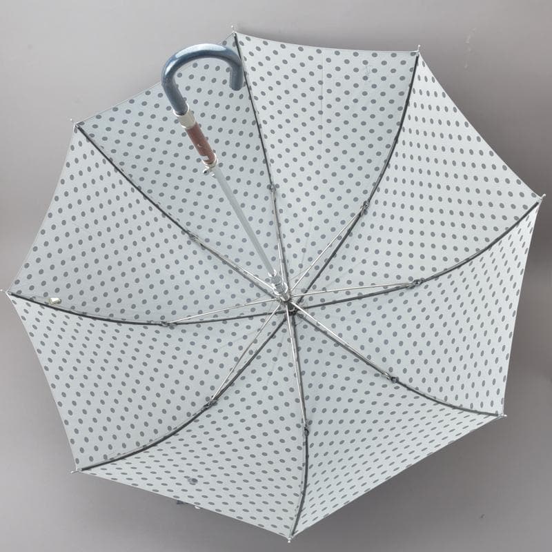 未使用◇イヴ・サンローラン水玉 長傘日傘 自動ワンプッシュ グレーUV紫外線加工