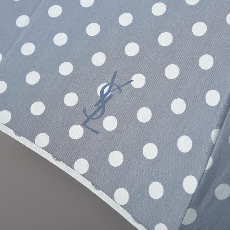 未使用◇イヴ・サンローラン水玉 長傘日傘 自動ワンプッシュ グレーUV紫外線加工