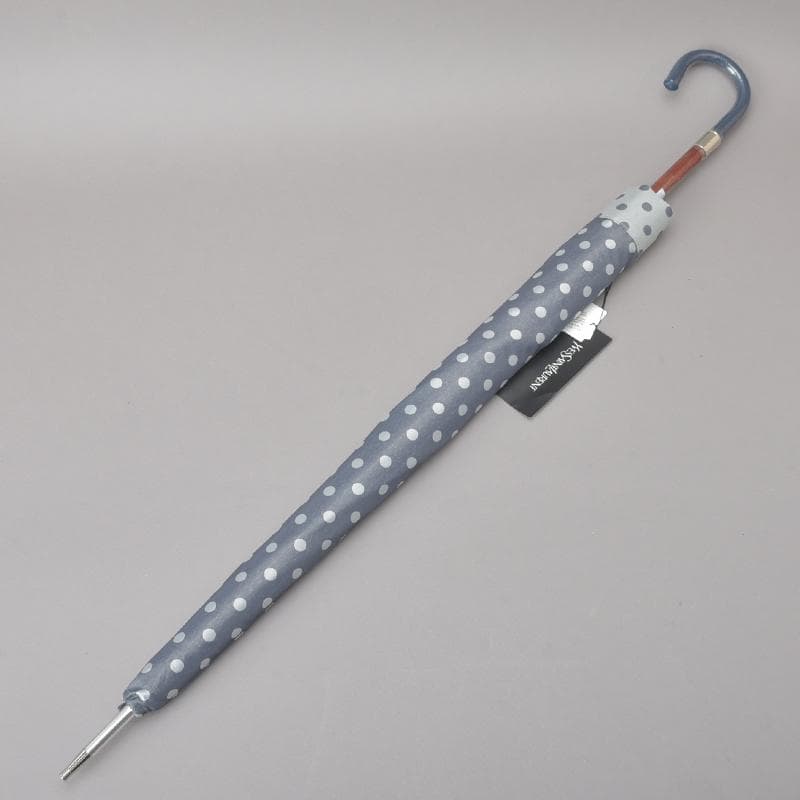 未使用◇イヴ・サンローラン水玉 長傘日傘 自動ワンプッシュ グレーUV紫外線加工