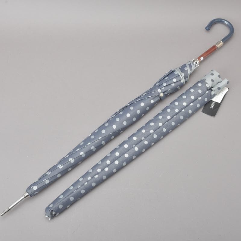 未使用◇イヴ・サンローラン水玉 長傘日傘 自動ワンプッシュ グレーUV紫外線加工