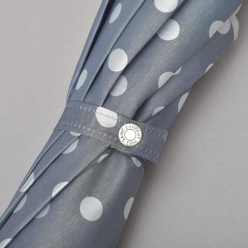 未使用◇イヴ・サンローラン水玉 長傘日傘 自動ワンプッシュ グレーUV紫外線加工