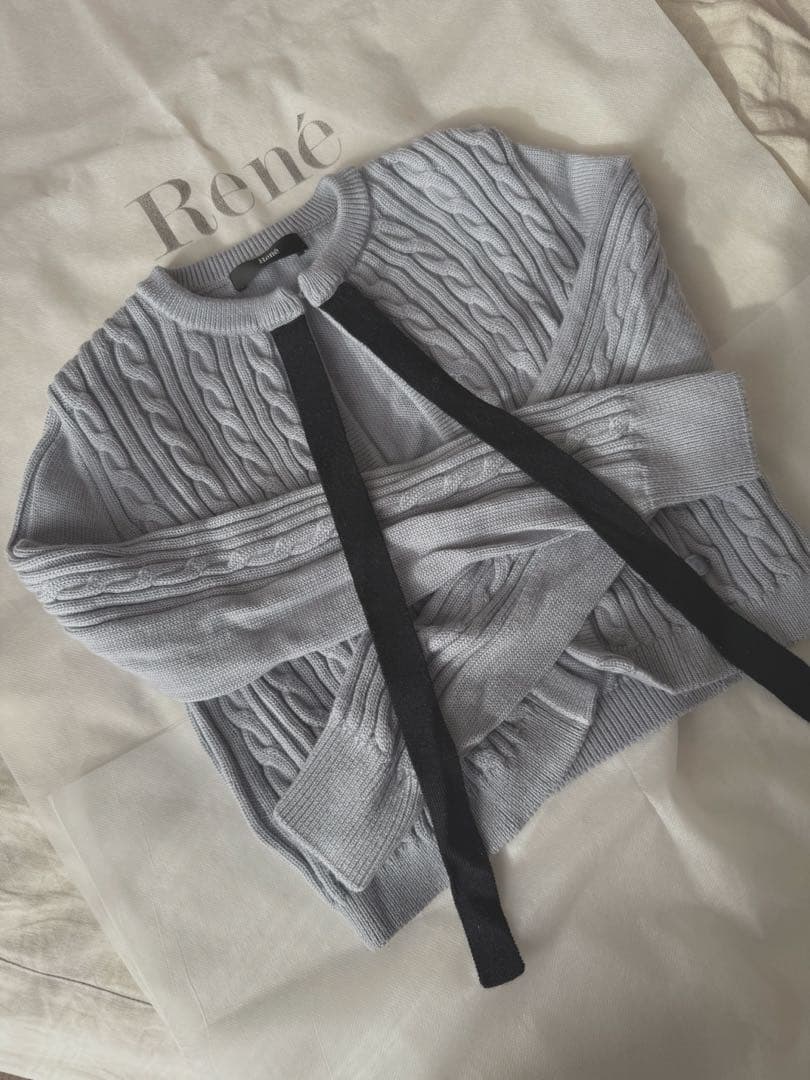 Rene ベロアリボンカーディガン