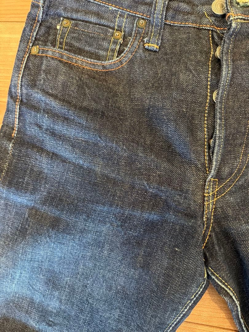 美品　フルカウント 1108 セルビッジ 濃紺 ストレート 革パッチ W27