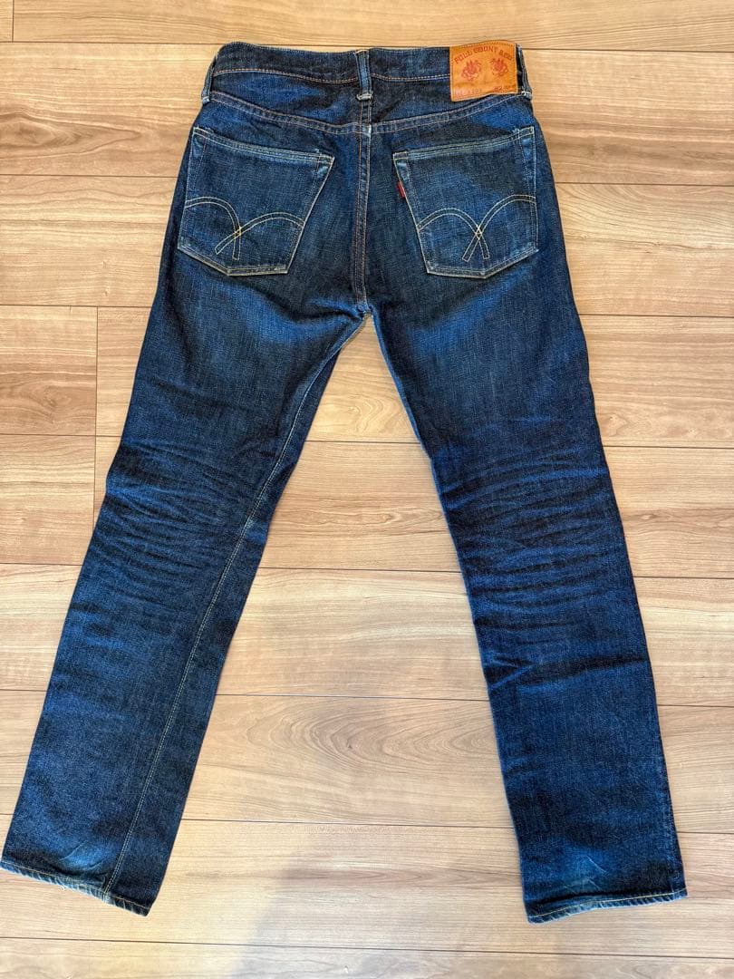 美品　フルカウント 1108 セルビッジ 濃紺 ストレート 革パッチ W27