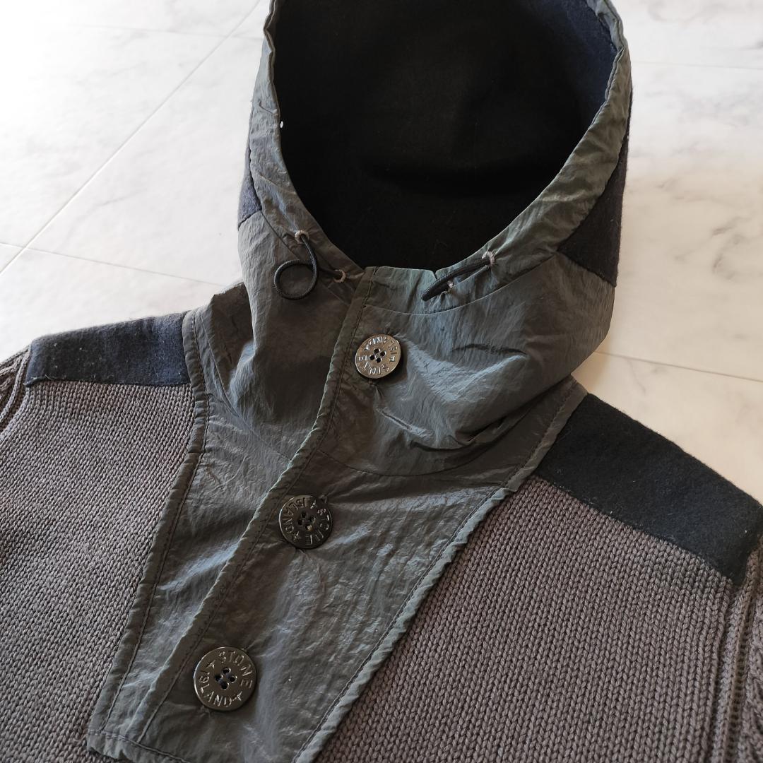 ストーンアイランド 2010AW ウール切替ニットパーカー S イタリア製