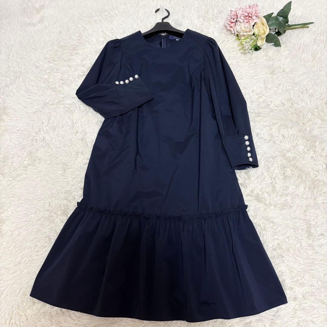 【美品】バックリボン　エムズグレイシー　ワンピース　パール　ティアード　22年