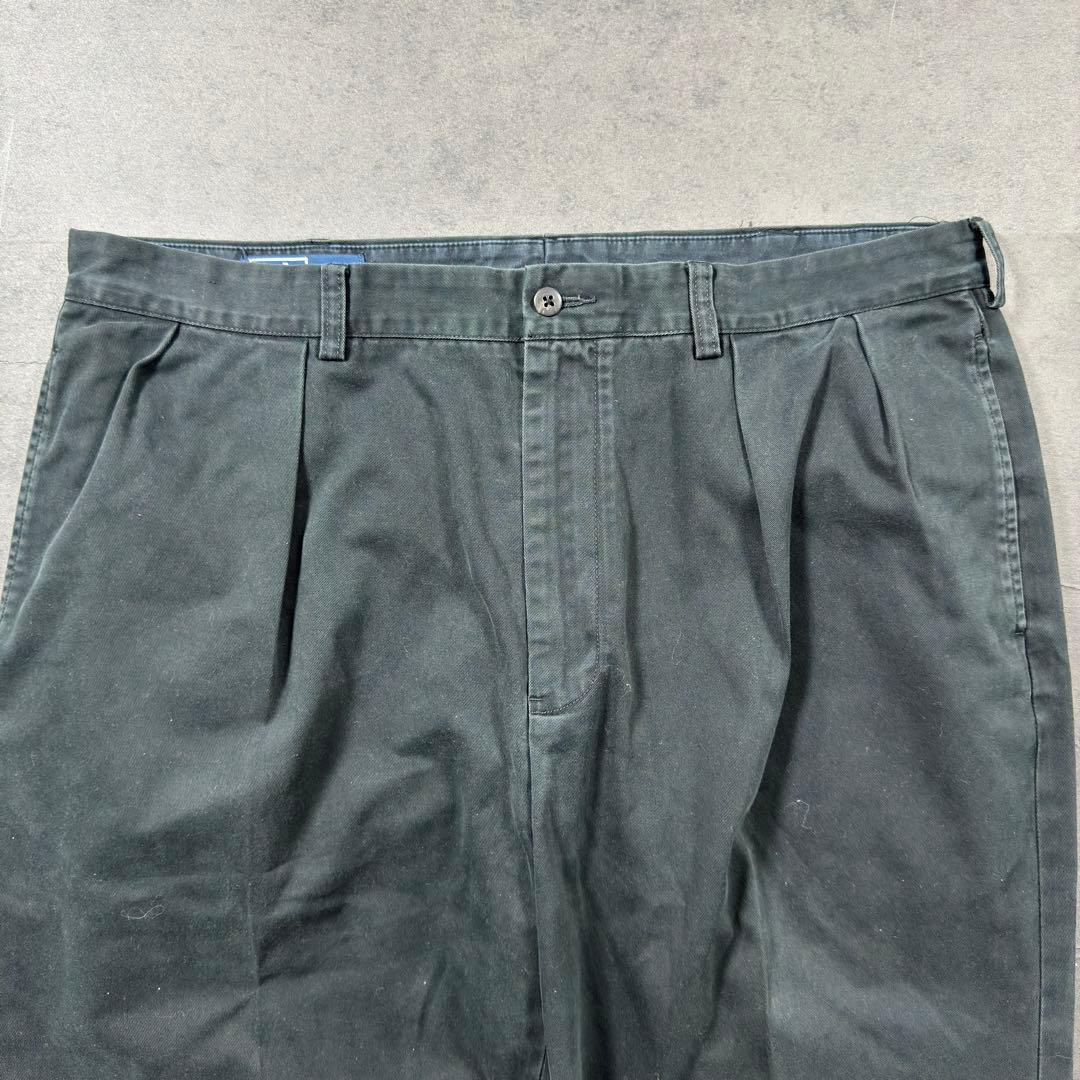 ラルフローレン 90s ANDREW ブラックポロチノ2タックW38L29 古着
