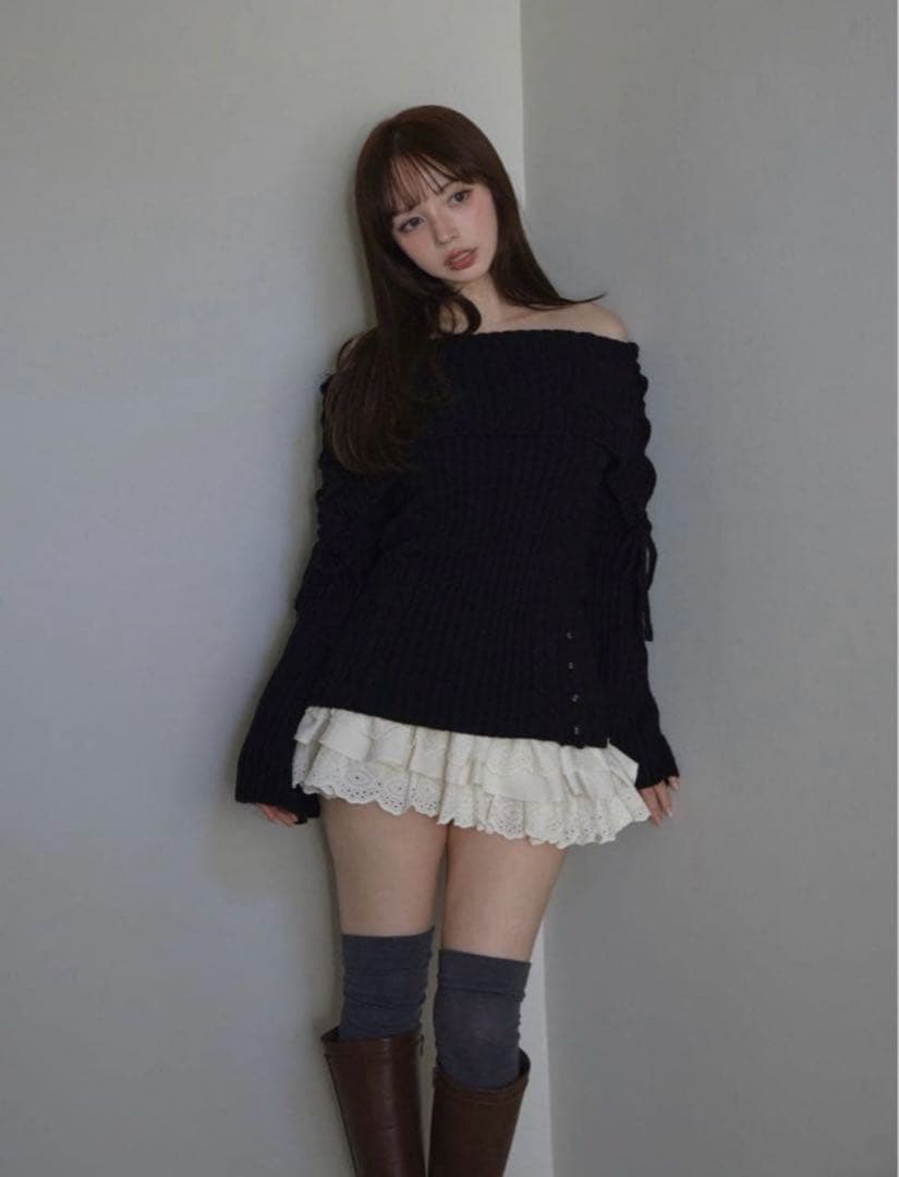 ワンピース Andmary Corrie lace knit set up black