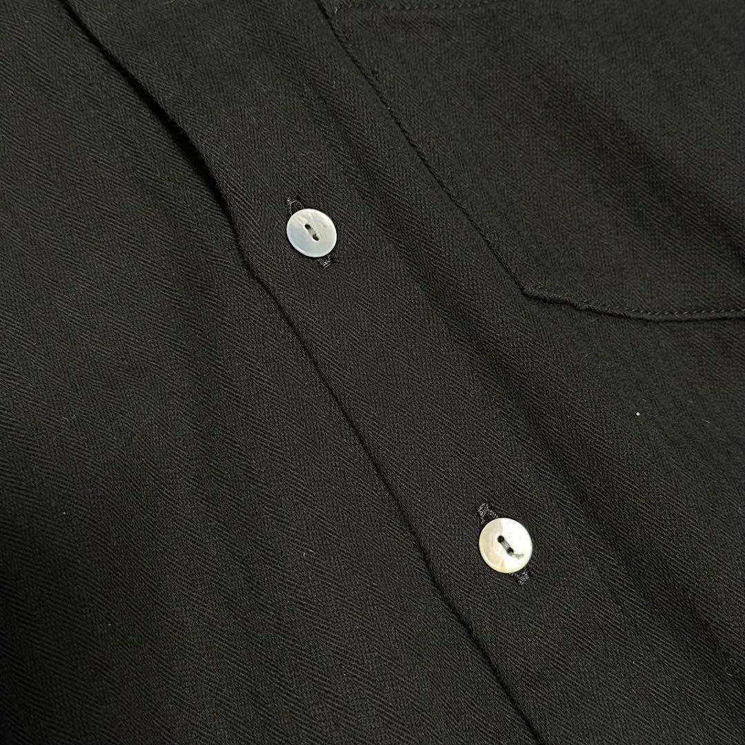 新品✨25年CLOTH&CROSS二重織コットンヘリンボーンフリルリボンブラウス