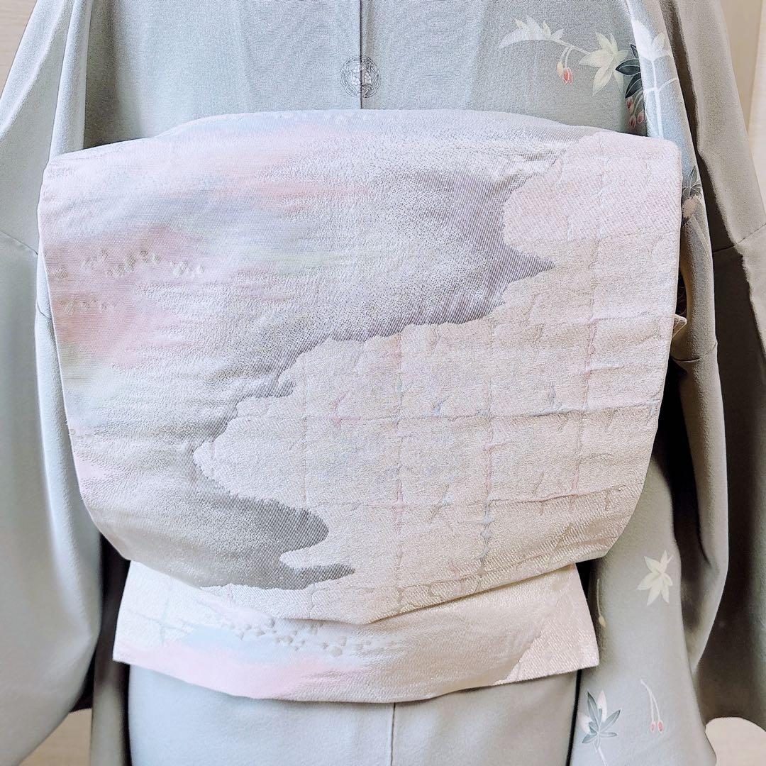 難有　正絹　訪問着　フルセット　裄66 67 L M 卒業式　入学式　袋帯