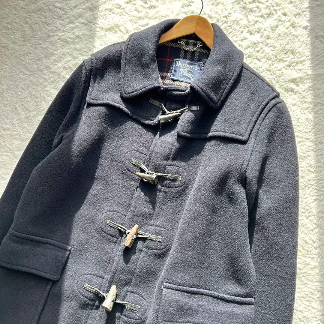 【美品】バーバリー ノバチェック ダッフルコート ロング 英国製 ネイビー