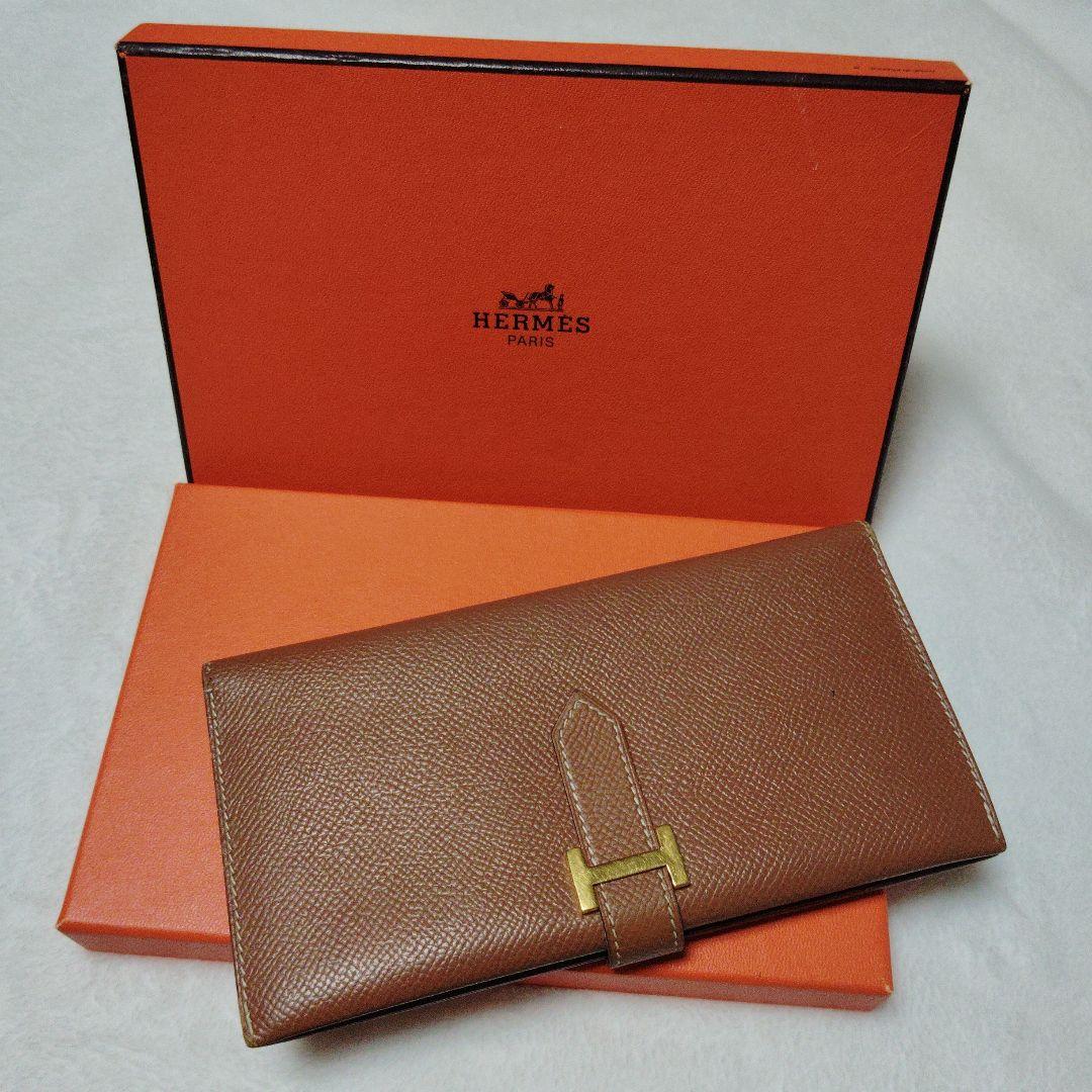 本日明日のみ値下げ！HERMES べアン ヴォーエプソン ゴールド 長財布 箱付