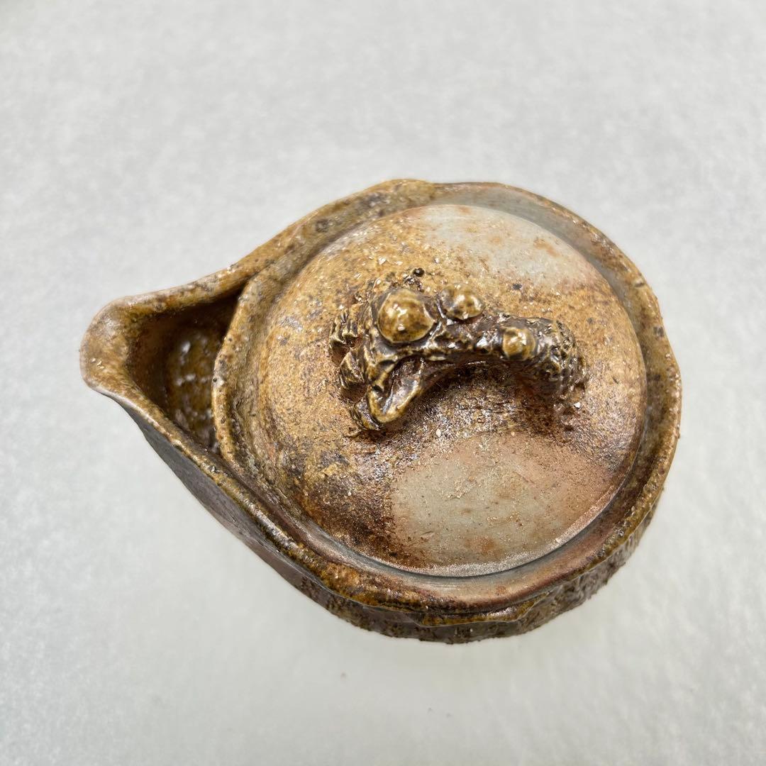 石田安弘 備前焼霊芝宝瓶 般若心经人気作者 急須 共箱 共布 茶注 煎茶 茶道具