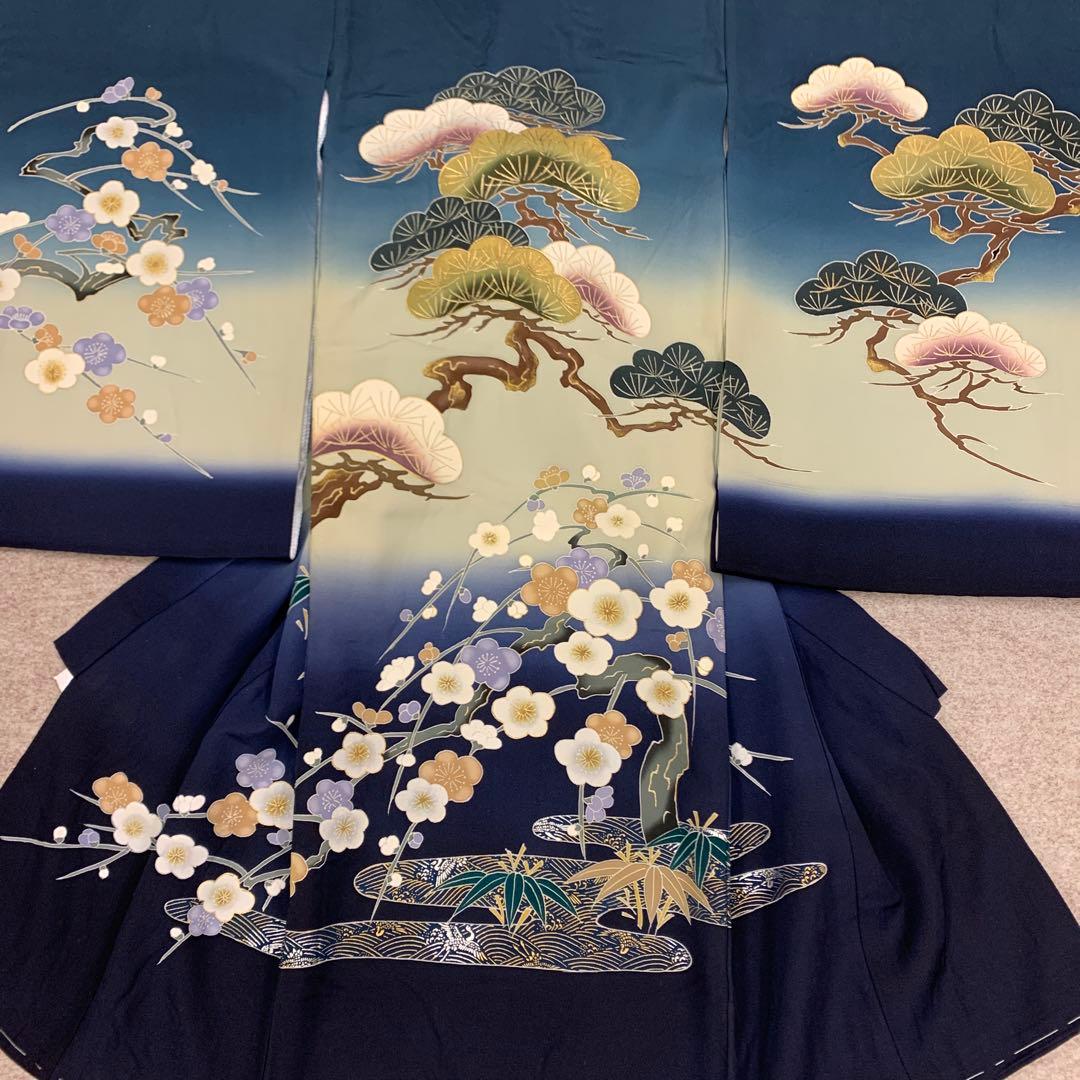 有名店在庫　最高級新品正絹産着（祝着）京友禅手描き美術、特撰祝い松竹梅流水古典文