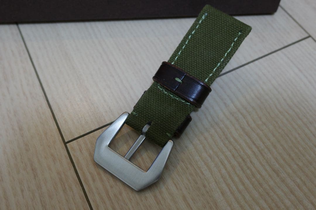 松下庵 パネライ ファブリック（帆布） アーミーグリーン26-22mm 未使用品
