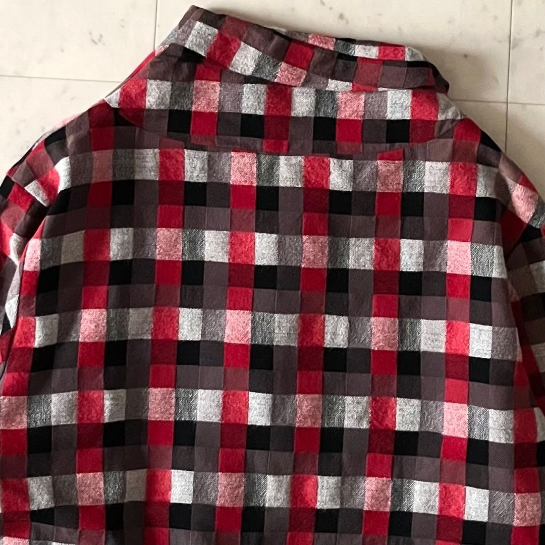美品＊慈雨 センソユニコ ウールアンゴラ混ジャケット 40 赤黒系チェック 長袖