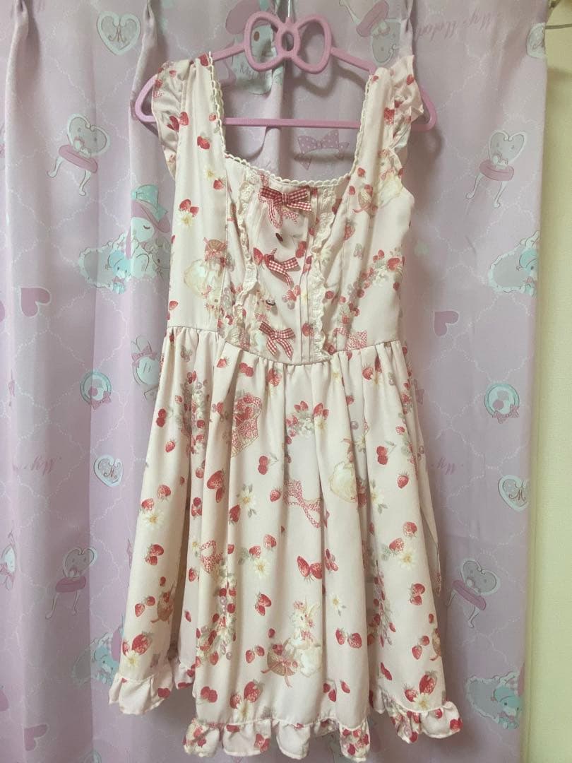 LIZLISA ストロベリーラビット柄 ジャンスカ