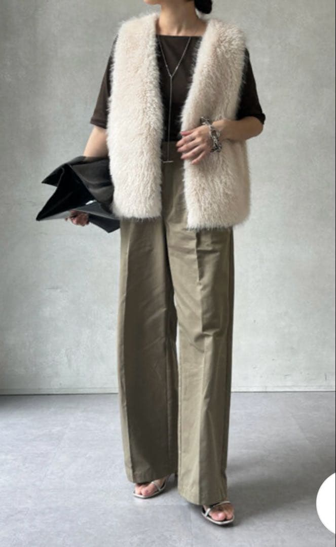 DouDou フェイクカシミヤファーベスト