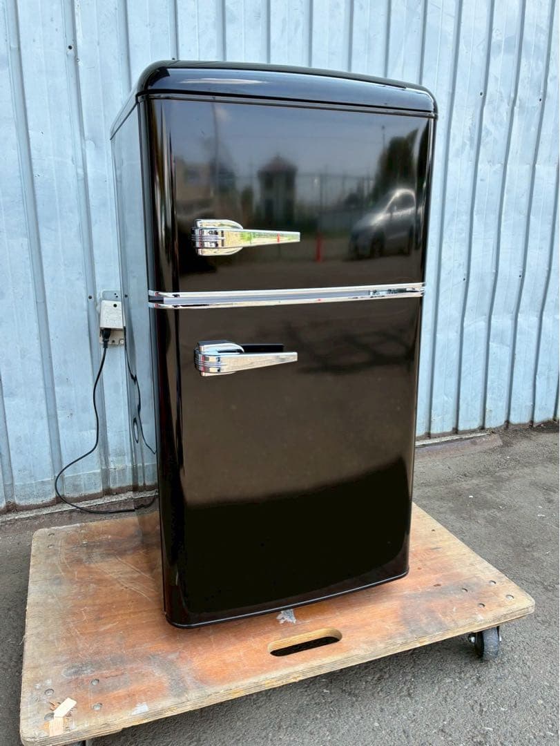 【美品】オーヤマ 冷蔵庫PRR-082D-B 黒 レトロ コンパクト