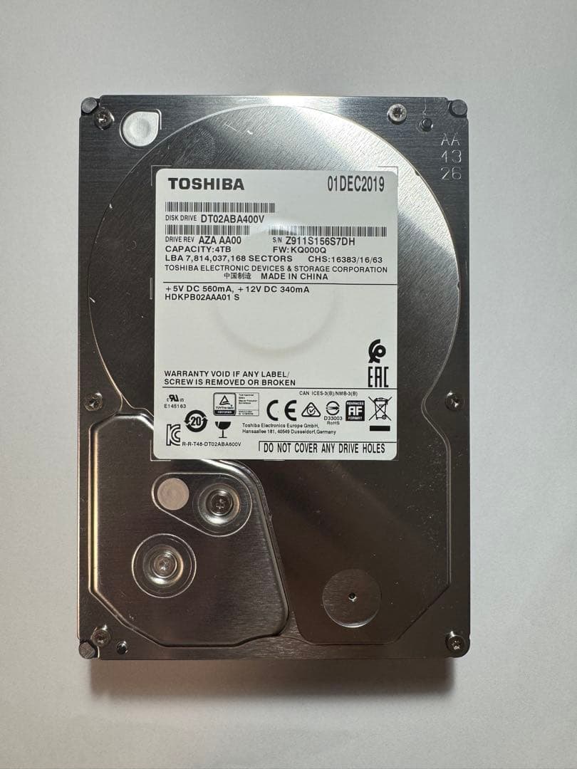 TOSHIBA 3.5インチ HDD 4TB 単品