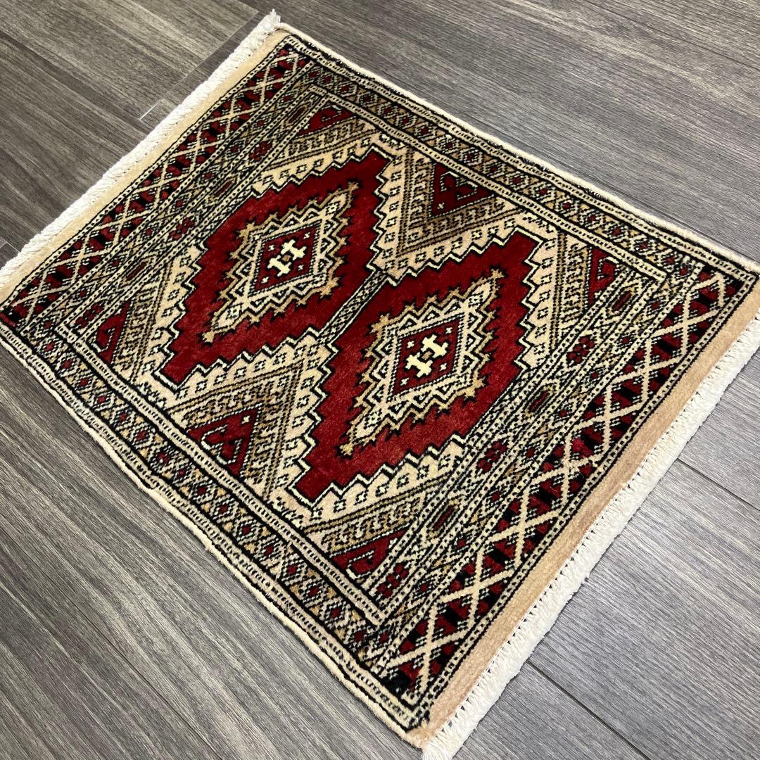 55x44cmトライバルラグ手織り絨毯カシミリヤンヴィンテージ アンテイーク絨毯