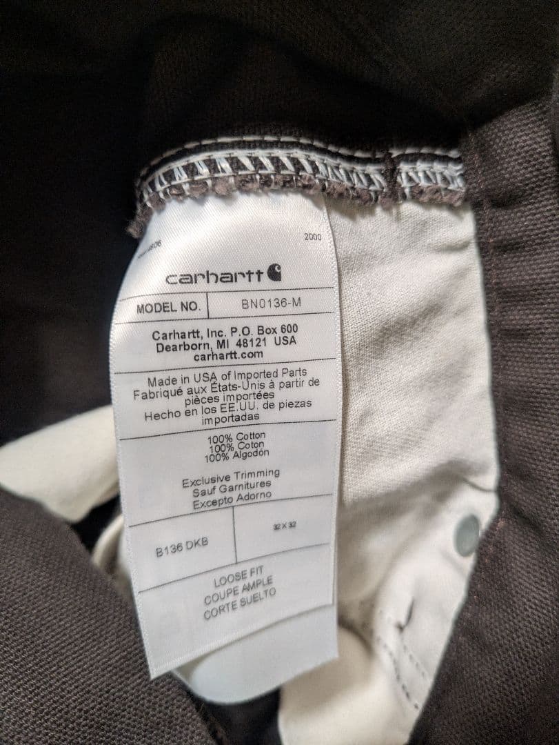 カーハートBNO136 32x32 ダブルニーペインターパンツ ダ―クブラウン