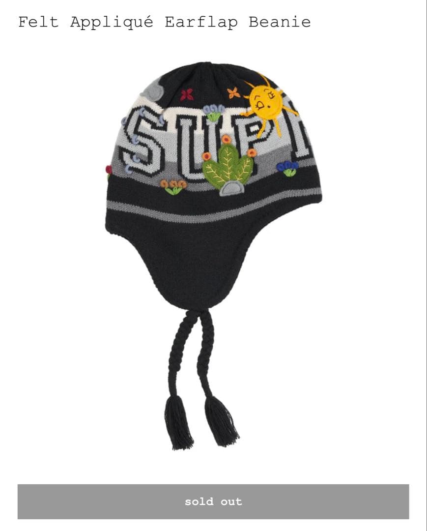 最安値 Supreme Felt Applique Earflap Beanie