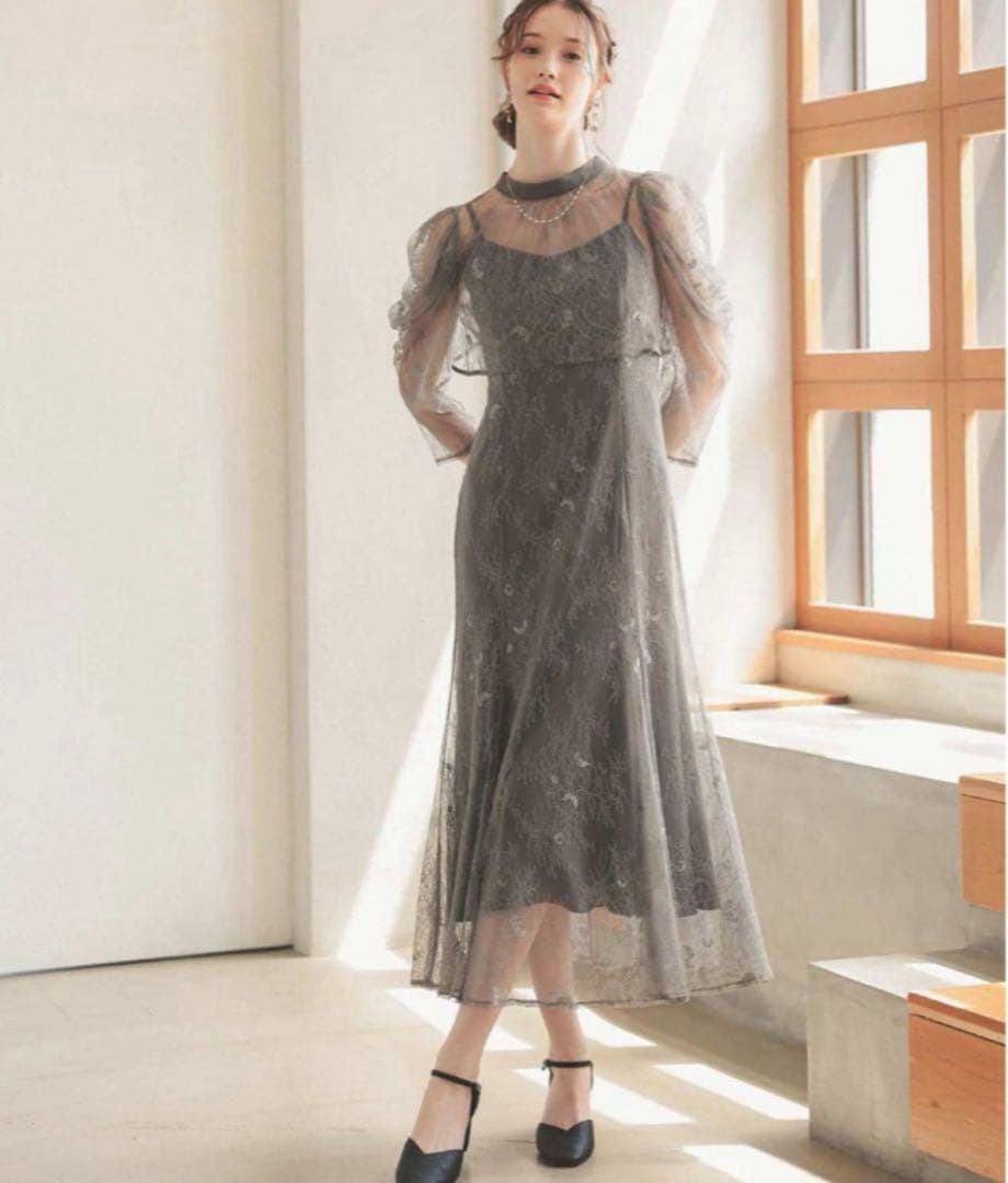 8★新品タグ付き★ドリードール　ボレロレイヤーレースドレ　グレー　L