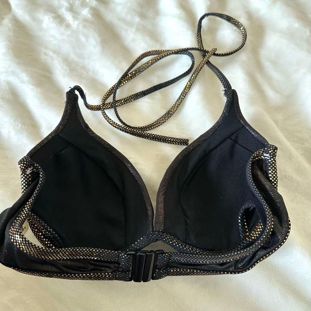 【d.i.a.】ダイヤ ゴールドラメ メタリックチェーンビキニトップス ブラック