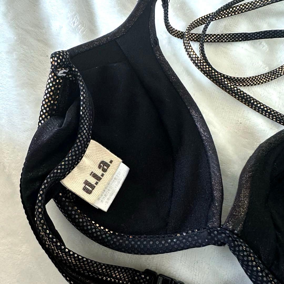 【d.i.a.】ダイヤ ゴールドラメ メタリックチェーンビキニトップス ブラック