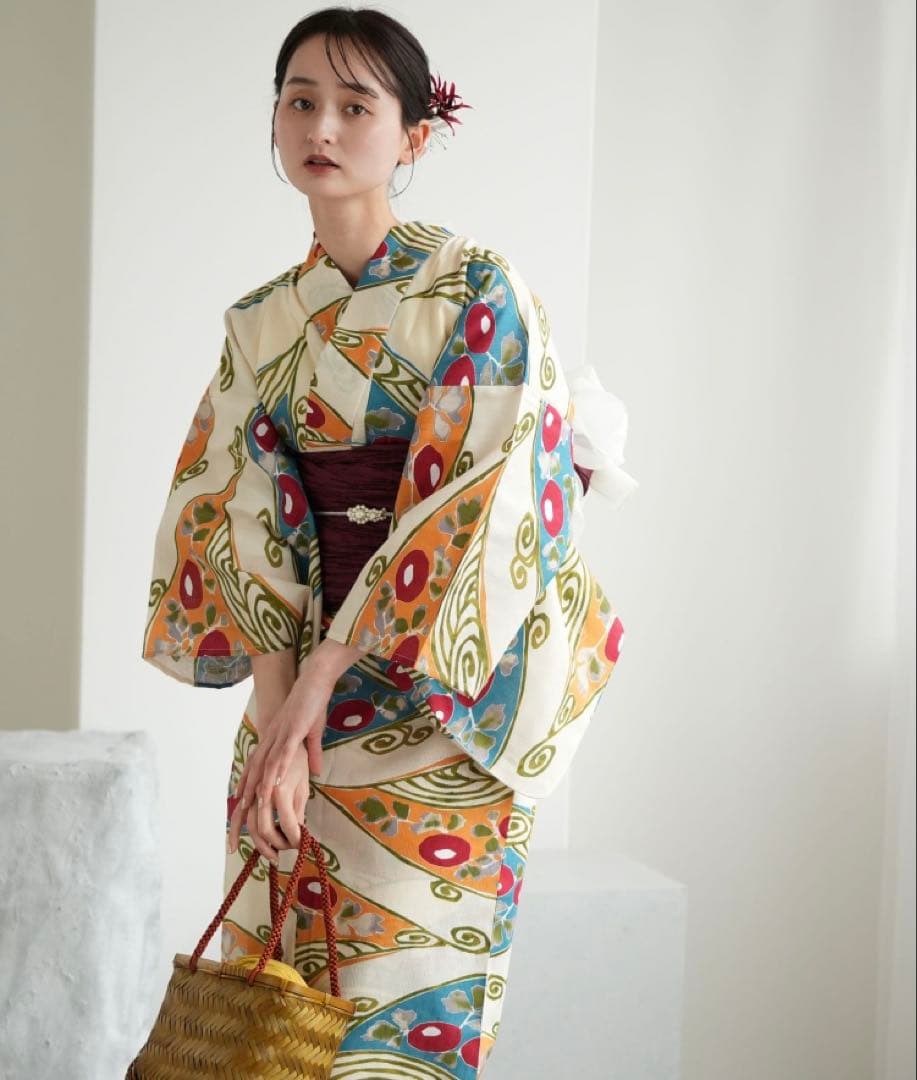 【utatane】浴衣+帯+下駄セット　新品未使用品ニコアンティーク