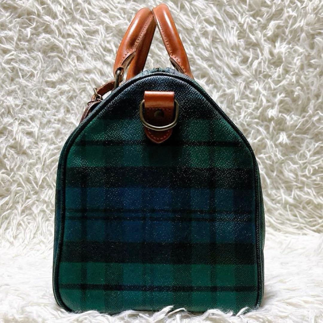 ポロラルフローレン ミニボストンバッグ PVC ブラックウォッチ ブラシ付