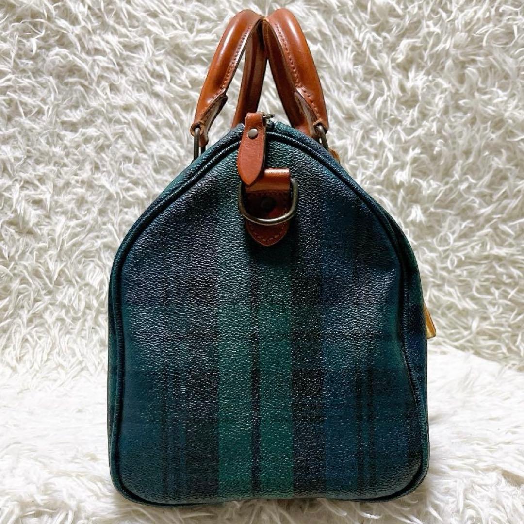 ポロラルフローレン ミニボストンバッグ PVC ブラックウォッチ ブラシ付