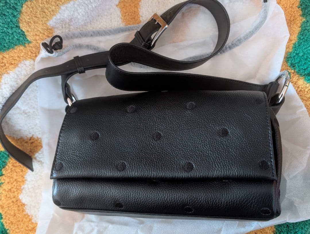 m*o様 ビアズリー ブラックレザードットショルダーバッグ