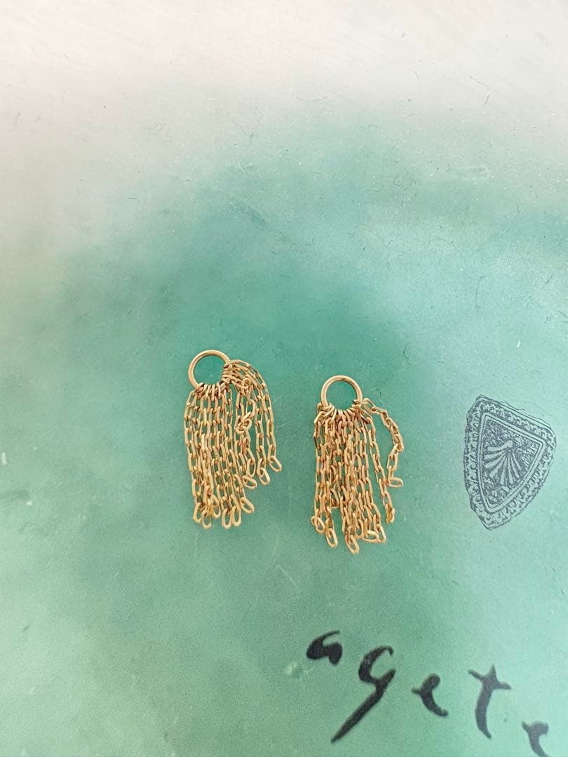 agete K10 フリンジ ピアスチャーム