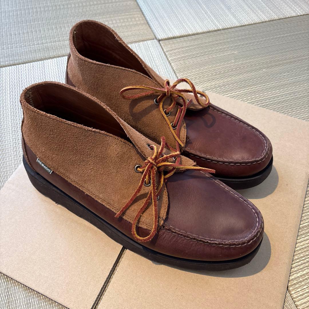 ブラウン スエード レースアップ モカシン