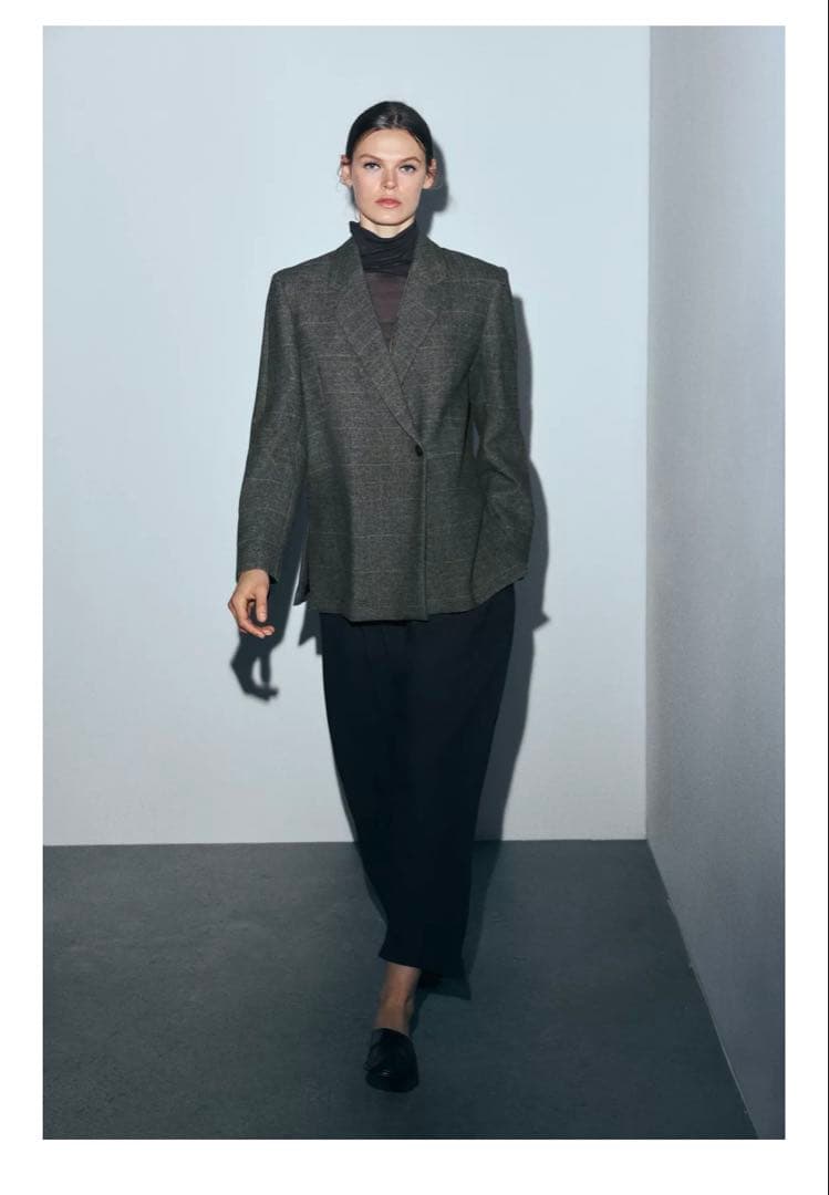 ウール混チェック柄オーバーサイズジャケット