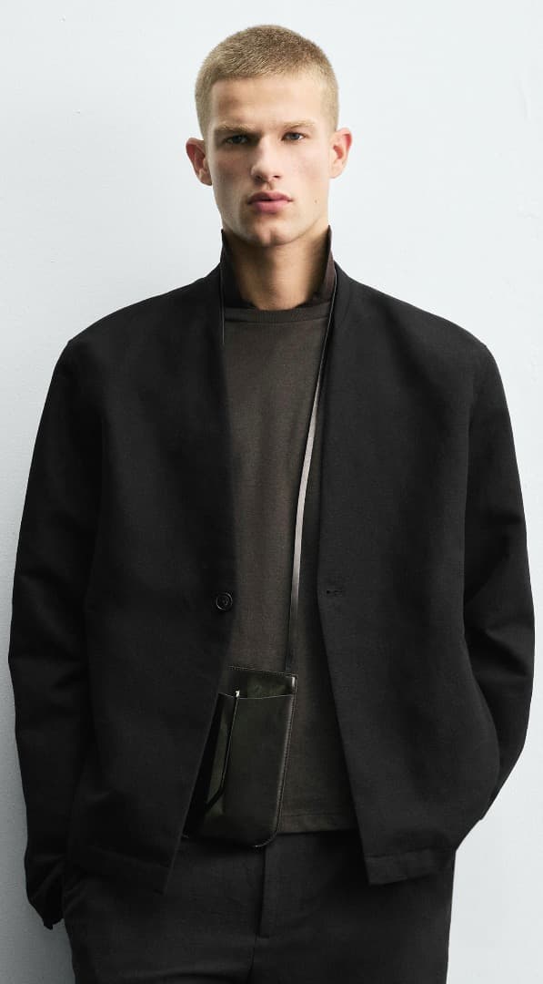 定価19,990円 コットン リネンスーツ ブレザー ラペルレス ZARA ザラ