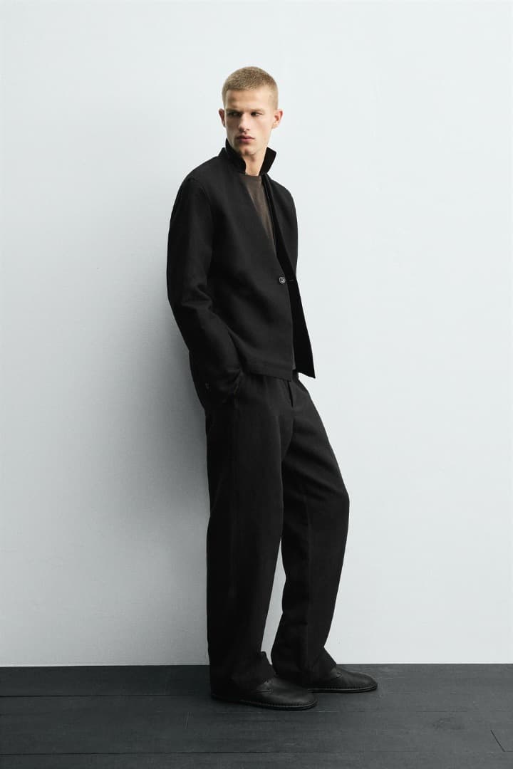 定価19,990円 コットン リネンスーツ ブレザー ラペルレス ZARA ザラ