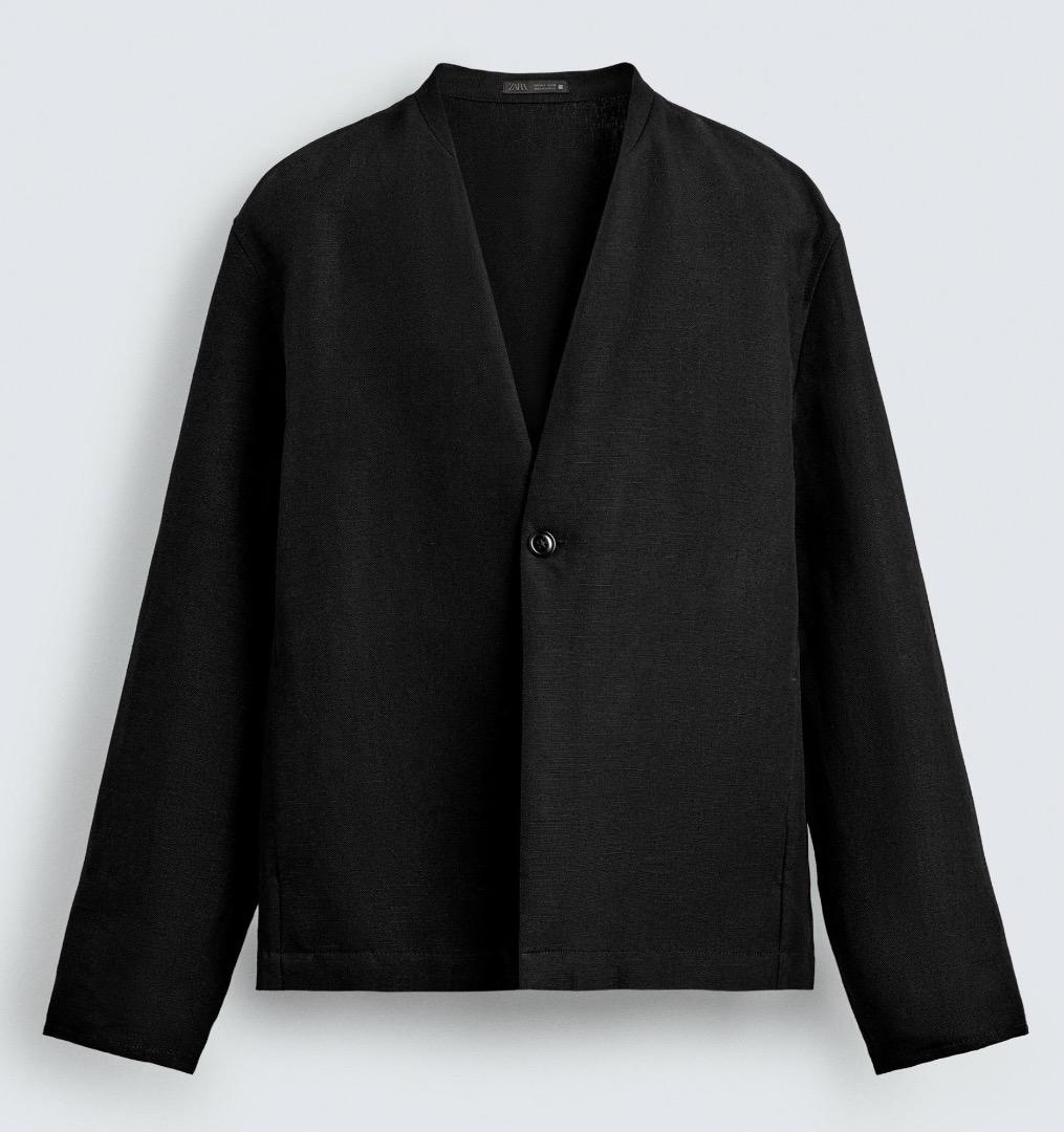定価19,990円 コットン リネンスーツ ブレザー ラペルレス ZARA ザラ