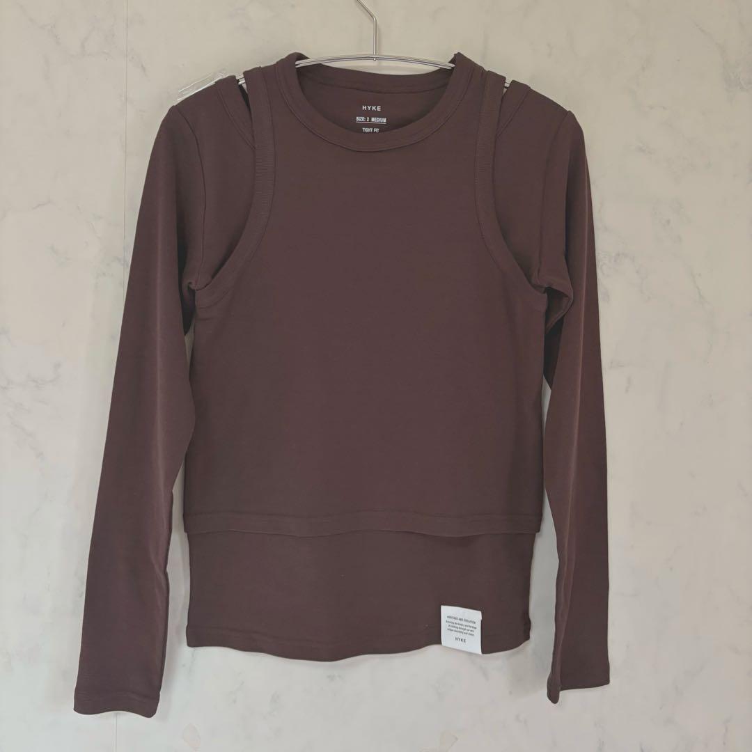 トップス HYKE LAYERED LONG-SLV TEE