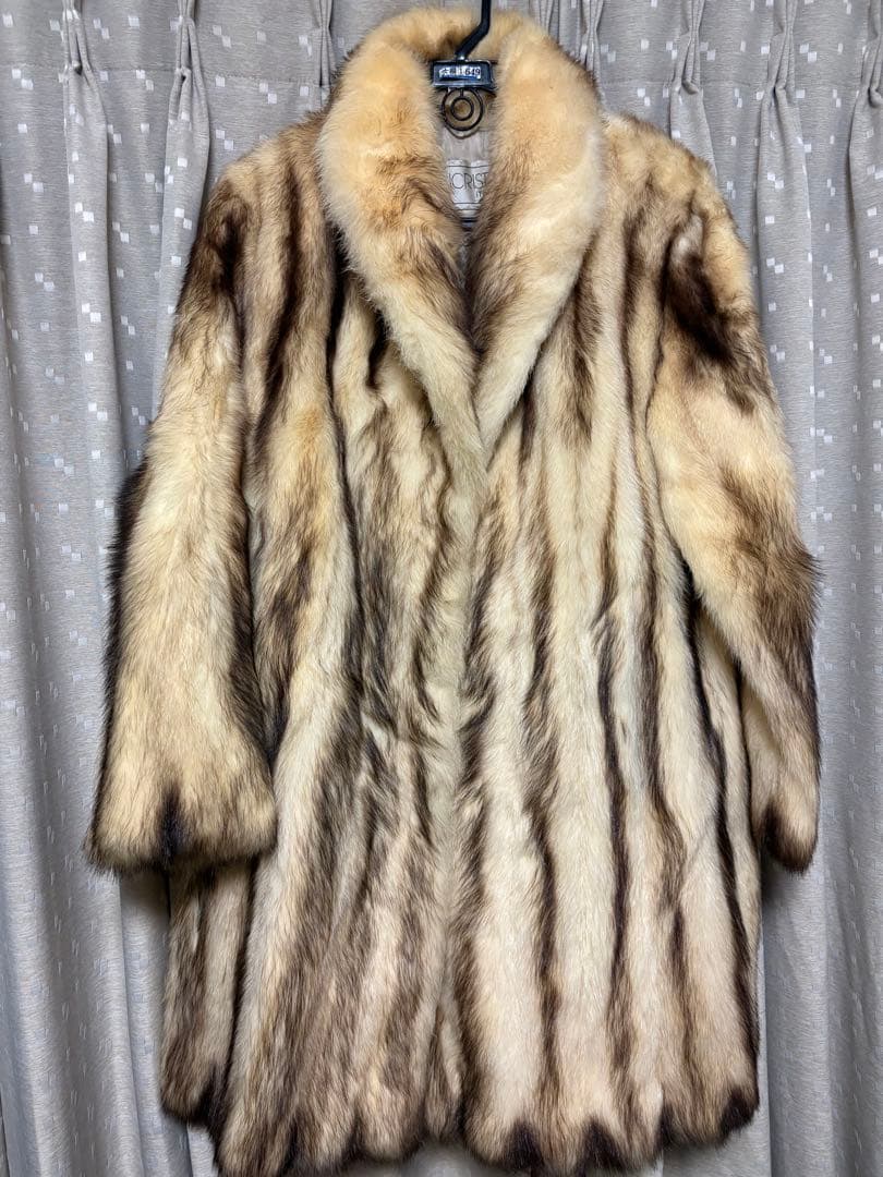 【イタリア製】アイクリスタリー ミンクファーコート フリー ホワイト✖️ブラウン