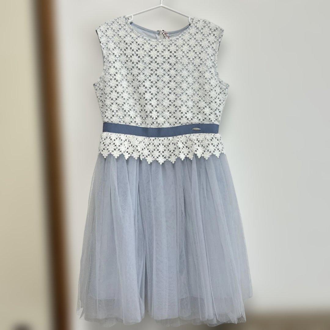 組曲　フォーマルドレス カーディガン付　ホワイト・ライトブルー