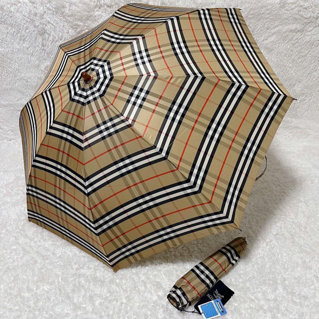 ⭐️タグ付け新品⭐️バーバリー ノバチェック柄　雨傘　折りたたみ傘　手開き
