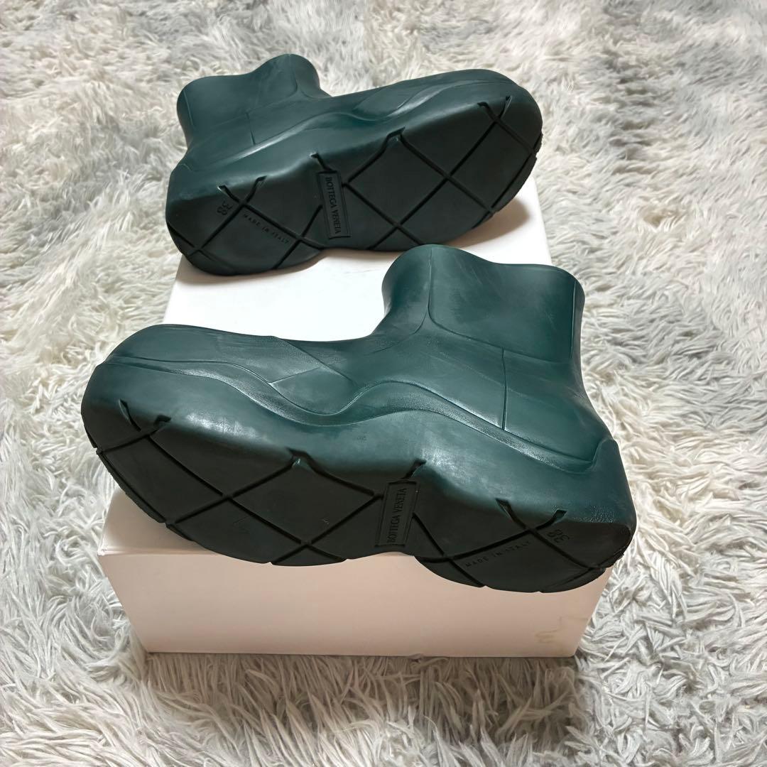 【良品】BOTTEGA VENETA パドルブーツ 38 イタリア製 グリーン