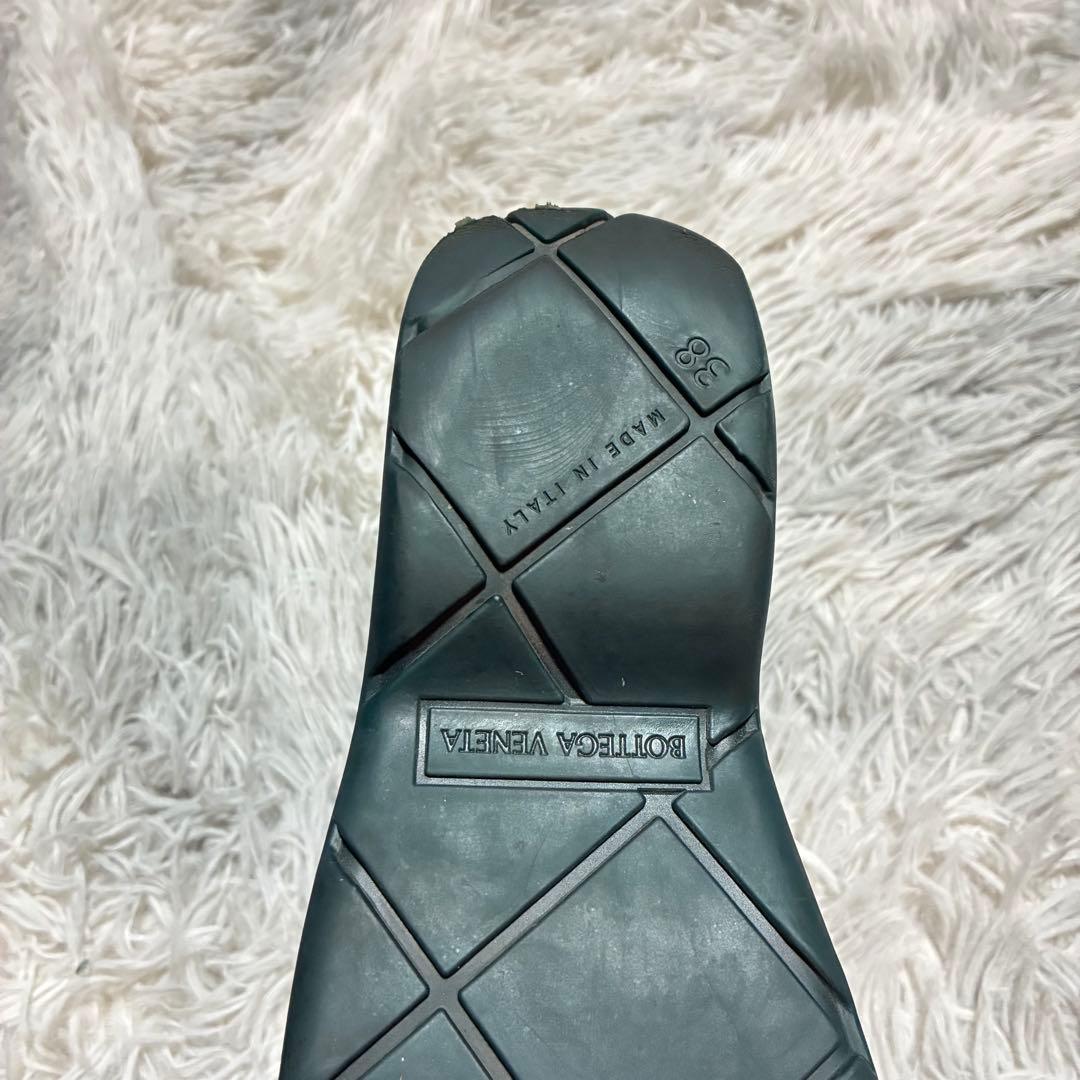 【良品】BOTTEGA VENETA パドルブーツ 38 イタリア製 グリーン