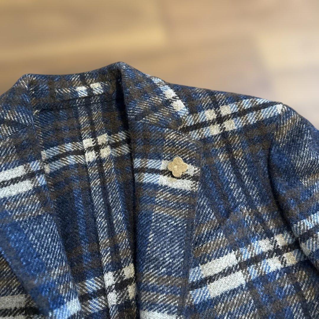 ラルディーニ 青系チェック テーラードジャケット