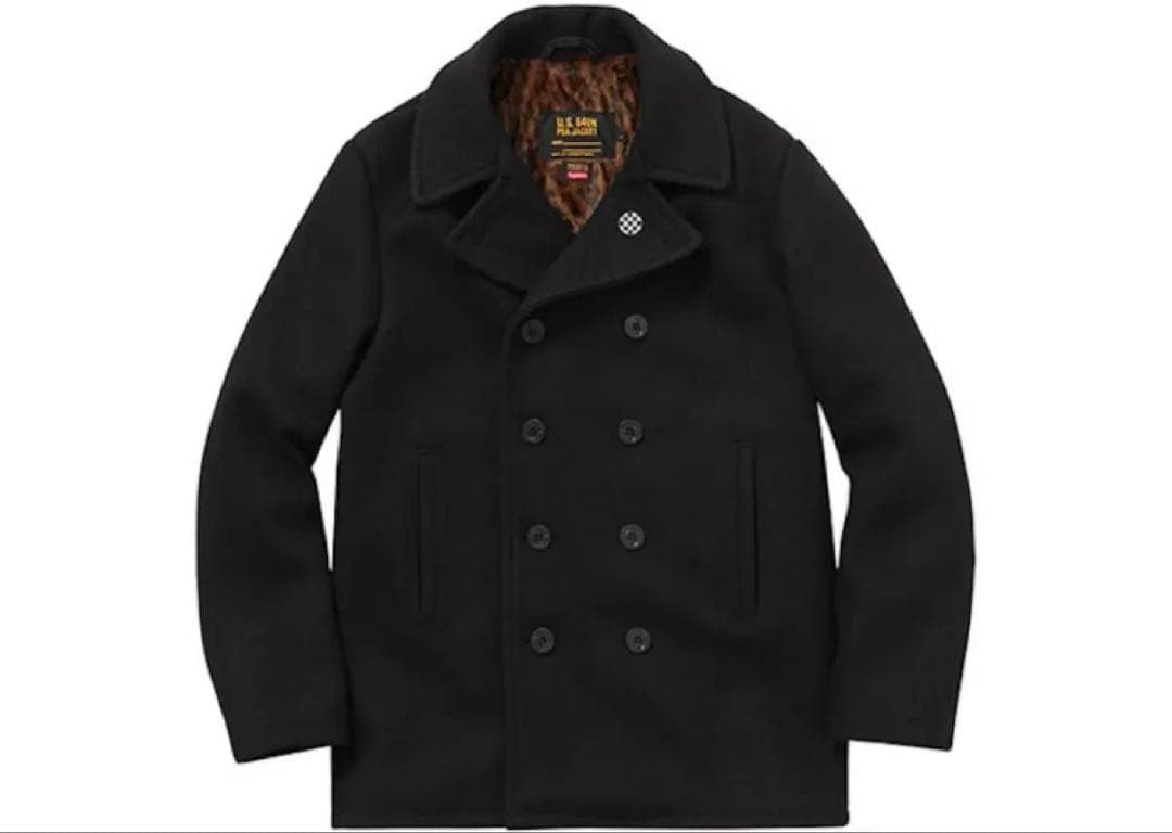 Supreme Schott Peacoat S レオパード ピーコート15aw