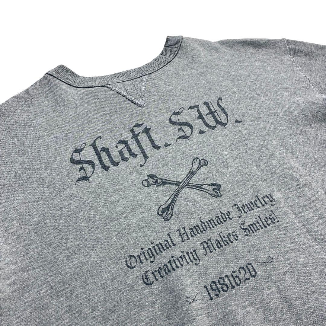 TWO MOON 両V スウェット 44/46 霜降りグレー バックプリント